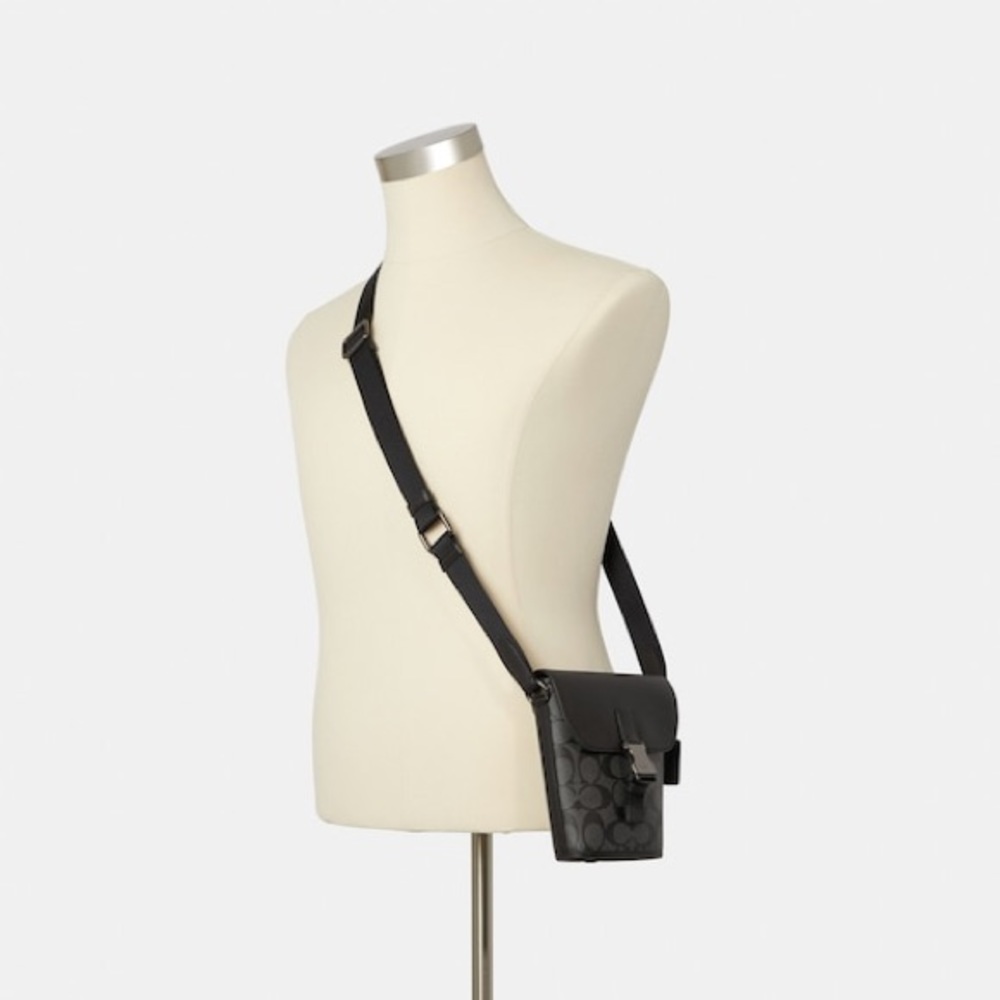 Coach Track Small Flap Crossbody In Signature Canvas